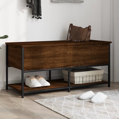  Klupa za pohranu boja smeđeg hrasta 100x42,5x47 cm drvena Cijene