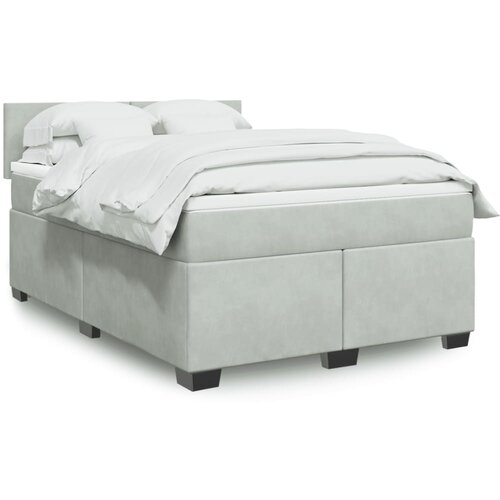  The Living Store Box spring postelja z vzmetnico svetlo siv 140x190 cm žamet - Box Spring Postelja, (21520918) Cene