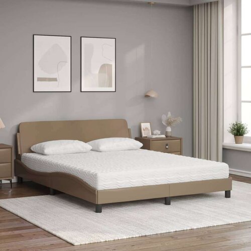 VidaXL Krevet s madracem cappuccino 160x200 cm od umjetne kože Slike