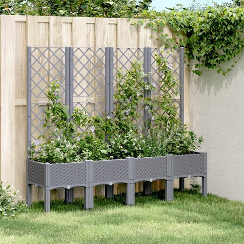 vidaXL Vrtna sadilica s rešetkom siva 160 x 40 x 142 cm PP Cijene