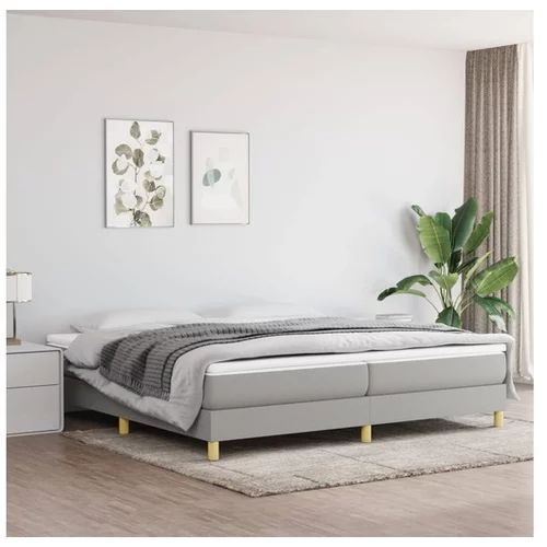  Box spring posteljni okvir svetlo siv 200x200 cm blago