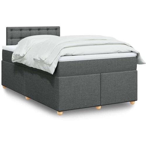 VidaXL Krevet s oprugama i madracem tamnosivi 120 x 200 cm od tkanine Slike