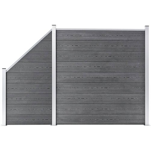 vidaXL WPC ograjni panel 1 kvadraten + 1 poševni 273x186 cm sivi Cene