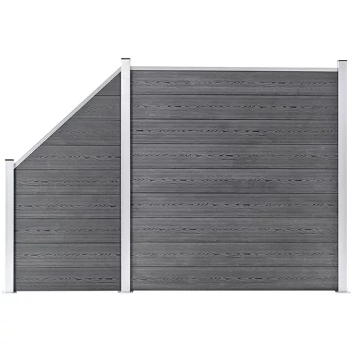 vidaXL WPC ograjni panel 1 kvadraten + 1 poševni 273x186 cm sivi