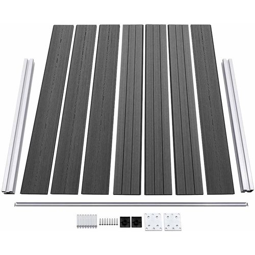  Set panela za ogradu WPC 699 x 146 cm crni Slike