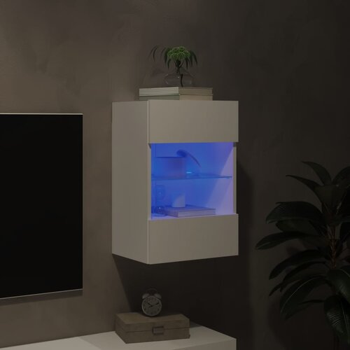  Zidni TV ormarić s LED svjetlima bijeli 40 x 30 x 60,5 cm Slike