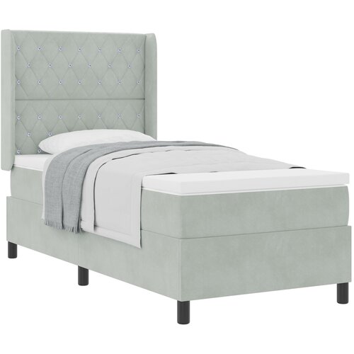 VidaXL Box Spring Krevet s Madracem Svjetlosiva 90x200 cm Bar&amp;scaron;un Slike