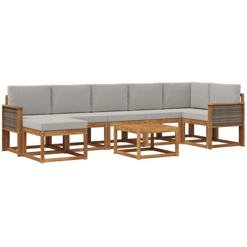 vidaXL Zunanja garnitura za sedenje 8 pcs Naravna in svetlo siva, (5000281580) Cene