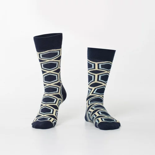 Fasardi Men's navy blue patterned socks
