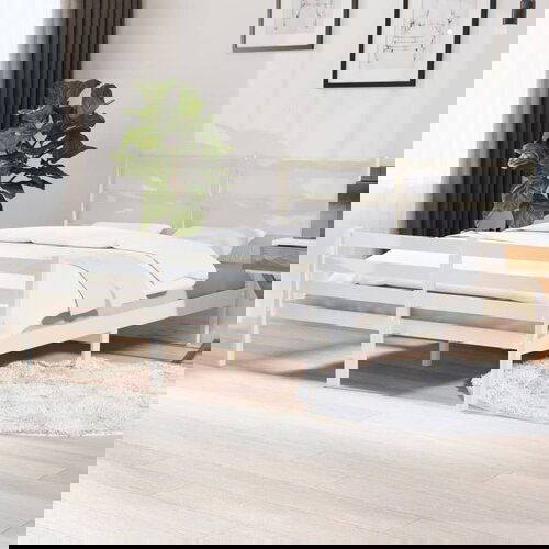 Furnova Posteljni okvir iz trdne borovine 140x190 cm bel, (21937696) Slike