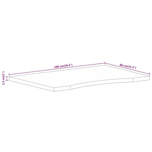  Ploča za radni stol zaobljena 100x80x2,5 cm od drva manga Slike