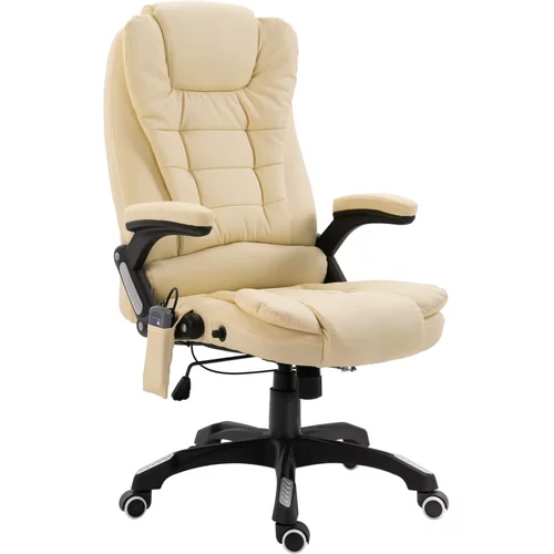 vidaXL Masažna uredska stolica od umjetne kože krem