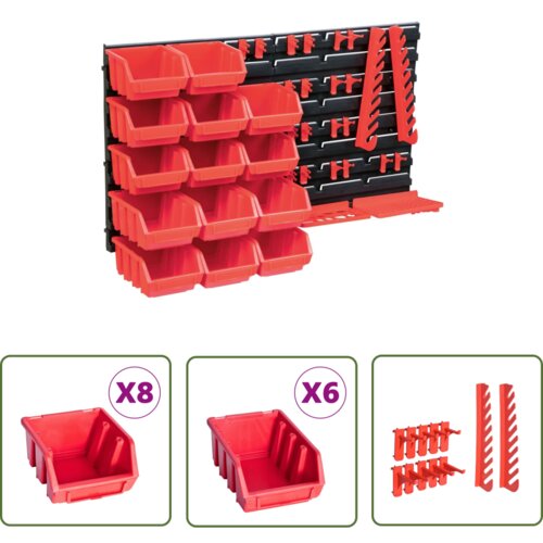 The Living Store 39 -dijelni set kutija za pohranu sa zidnim pločama crveno-crni Cene