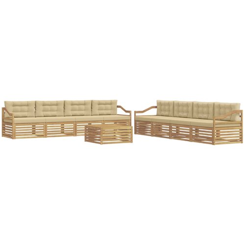 vidaXL Zunanja garnitura za sedenje 9 pcs Bela in bež Poliester, (5000280076) Cene