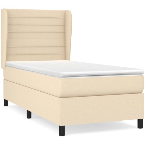  Box spring postelja z vzmetnico krem 90x200 cm blago Cene