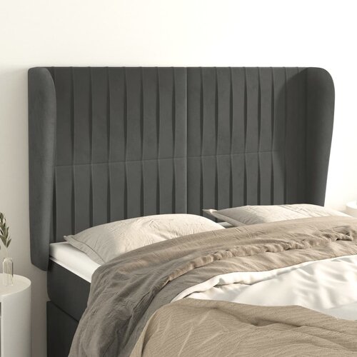 vidaXL Uzglavlje s ušima tamnosivo 147x23x118/128 cm baršunasto Cijene