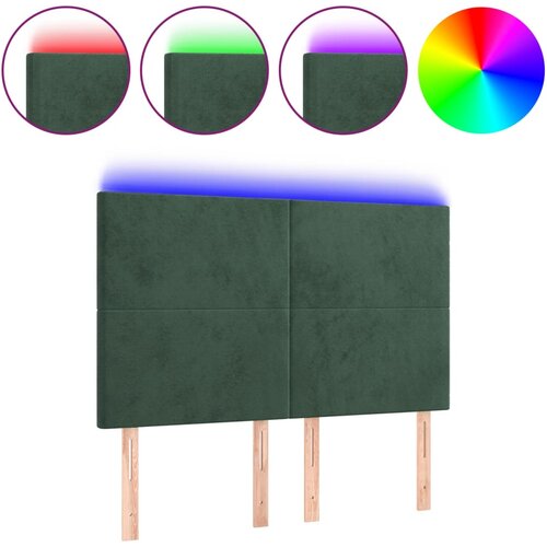 Maison Chic LED Posteljno vzglavje - Vzglavna omarica - Nočna omarica temno zeleno 144x5x118/128 cm žamet, (21710849) Cene
