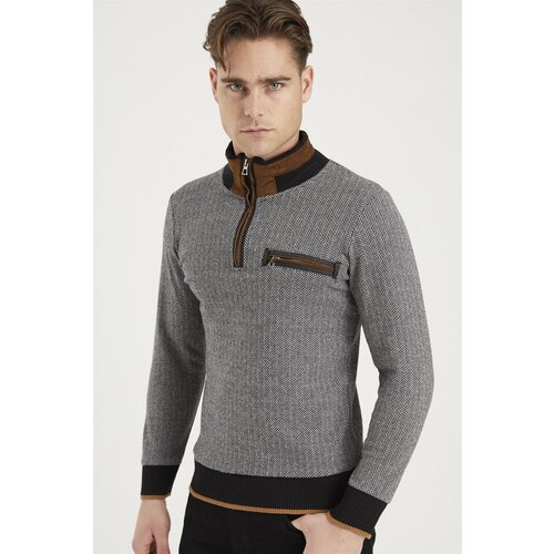 Dewberry 1039 MEN&amp;#039;S SWEATSHIRT-PATTERNED BLACK Slike