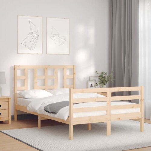 vidaXL Okvir kreveta s uzglavljem 4FT mali bračni od masivnog drva Cene