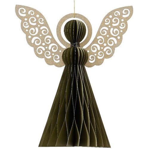 Dekordom Ukras za jelku Hanging parer angle 20cm 709261 - Green - KMG Cene