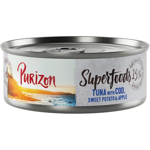 Purizon Varčno pakiranje Superfoods 24 x 70 g - Tuna s polenovko, sladkim krompirjem in jabolkom