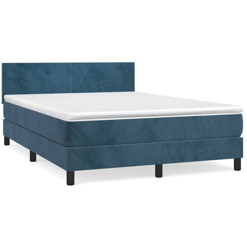 VidaXL Box spring postelja z vzmetnico temno modra 140x190cm žamet, (20791777) Slike