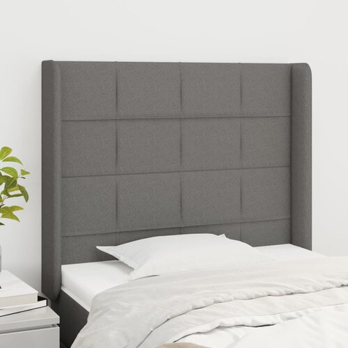 The Living Store Vzglavje z u&amp;scaron;esi temno sivo 83x16x118/128 cm blago - Vzglavje, (21659154) Slike