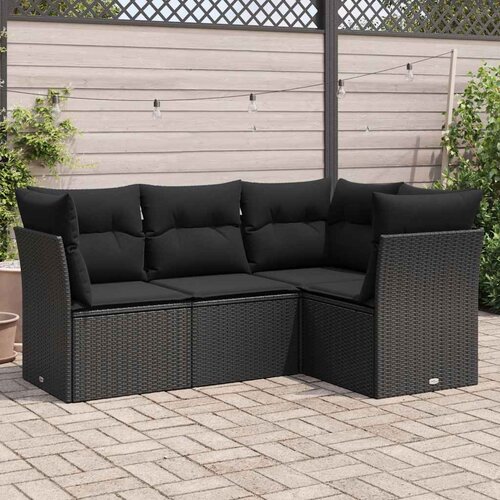  4-dijelni set vrtnih sofa od poliratana s jastucima crni Cijene