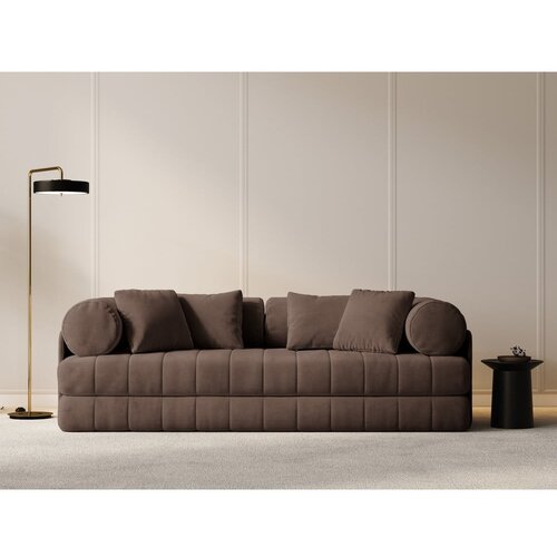 Cosmopolitan Design Rjava žametna raztegljiva sedežna garnitura 206 cm Kemi &amp;ndash; Slike