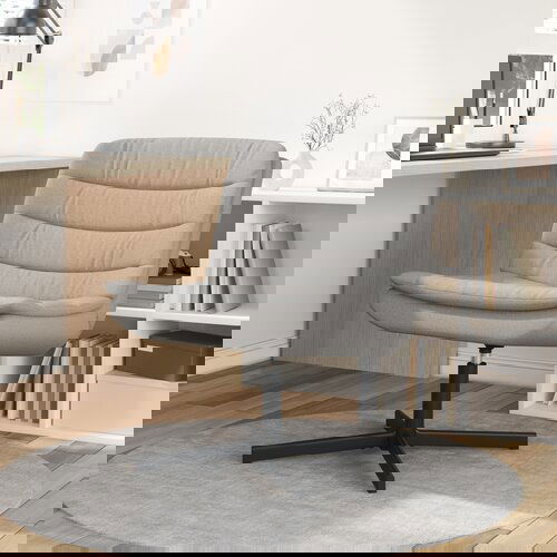 vidaXL Vrtljiv stol Svetlo siva Poliester, jeklena osnova Srednja Cene