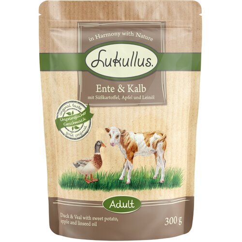 Lukullus Ekonomično pakiranje vrećice 24 x 300 g - Pačetina i teletina (bez žitarica) Slike