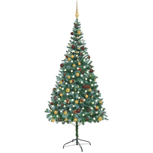 vidaXL umjetno božićno drvce LED s kuglicama i šiškama 210 cm Cene