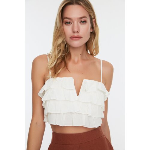 Trendyol bijela volana tkana bluza Cene