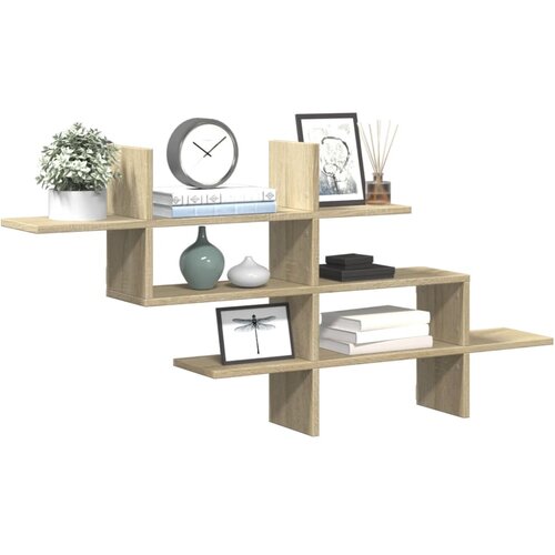 VidaXL Zidna polica boja hrasta 124,5x18x60,5 cm konstruirano drva Slike