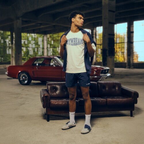 GymBeam athletic society boxy t-shirt cream 112237 Slike