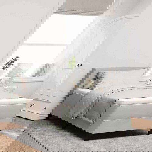  Boxspring - Krevet s oprugama i madracem Crni 100x200 cm Baršun Svjetlosiva Cijene