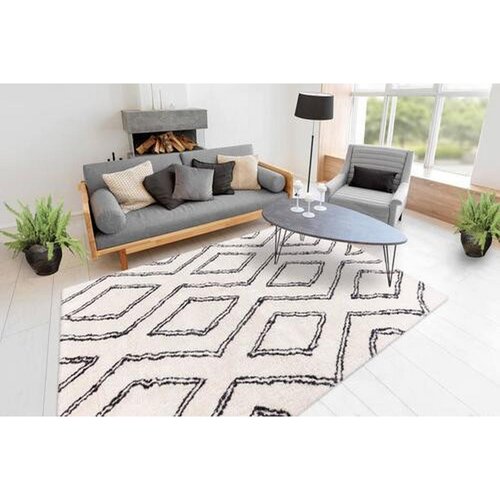 Kayoom PREPROGA Z VISOKIM FLOROM 200/290 cm bela Slike