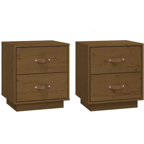 Maison Chic 2 kose Nočne omarice - Nočne mize medeno rjava 40x34x45 cm trdna borovina, (21687922) Slike