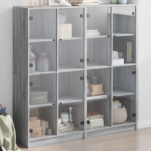  Regal za knjige s vratima boja hrasta 136x37x142 cm drveni Slike