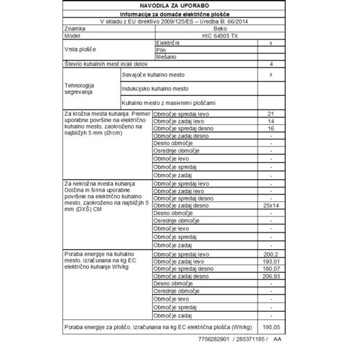 Beko HIC 64503 TX Ugrad.ploče BEKO Slike