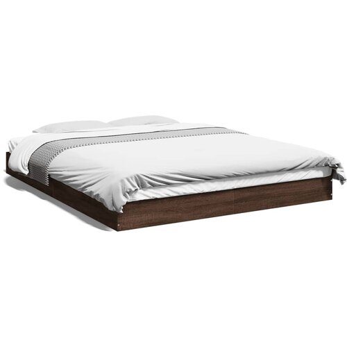 VidaXL Okvir kreveta smeđa boja hrasta 160 x 200 cm konstruirano drvo Slike