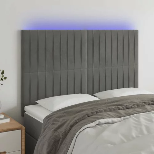  LED posteljno vzglavje svetlo sivo 144x5x118/128 cm žamet, (20951875)