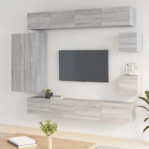 vidaXL 8-dijelni set TV ormarića boja sivog hrasta konstruirano drvo