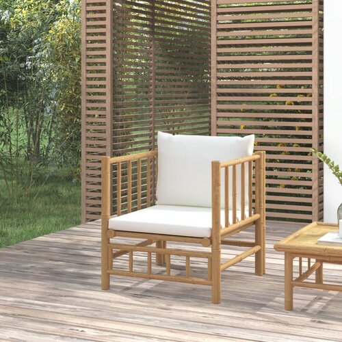 The Living Store Vrtni kavč s kremno belimi blazinami bambus - Vrtni Kavč, (21427775) Slike