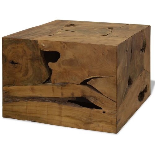 The Living Store Klubska mizica 50x50x35 cm prava tikovina rjava - Klubska Mizica, (21574200) Slike