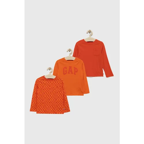 GAP Dječja pamučna majica dugih rukava boja: narančasta, s tiskom