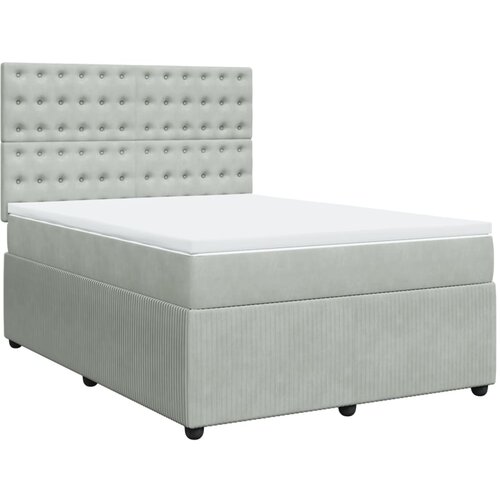 vidaXL Box spring postelja z vzmetnico svetlo siv 140x190 cm žamet, (21309697) Cene
