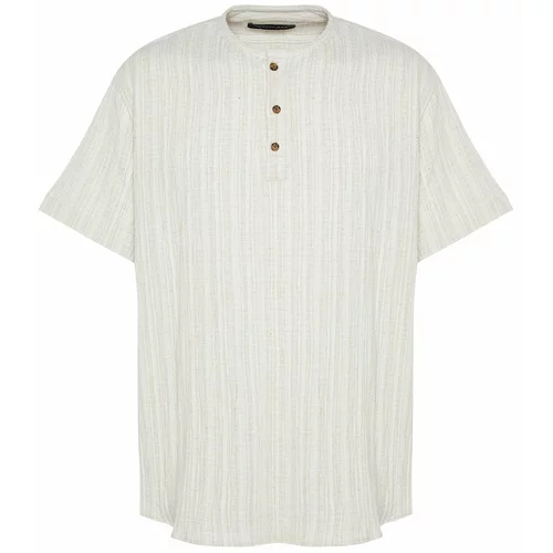 Trendyol Ecru Men's Linen Content Oversize Fit Shirt