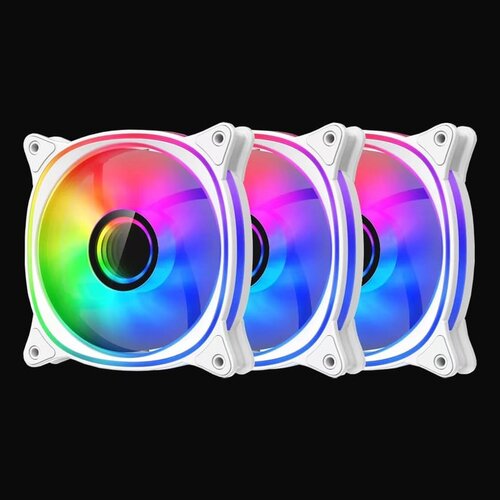 LC-Power LC-CF-120-ARGB-KIT-Wset 3x 120mm ARGB fan, white (bijeli) Slike