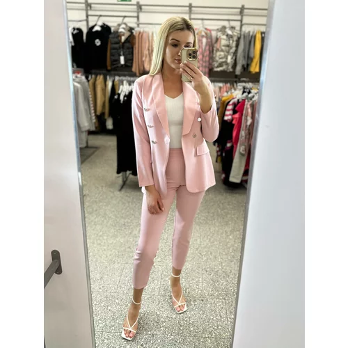 LIVIEN Pink extended jacket with imitation pockets